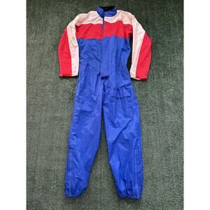 Vintage Fieldsheer Motorcycle Rain Suit Mens Medium Blue Red White One Piece 90s